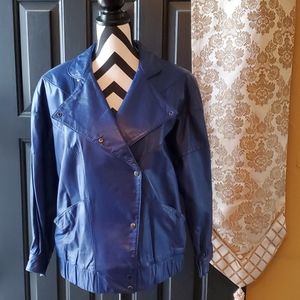 Vintage Leathers by tibor Blue Leather Jacket Med